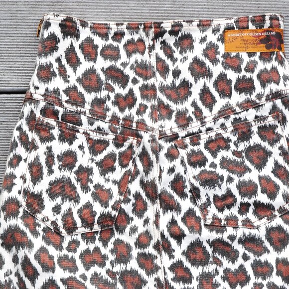 80s leopard print high waist skirt by Network Sz 12 heavy denim, side zipper - Picture 6 of 6